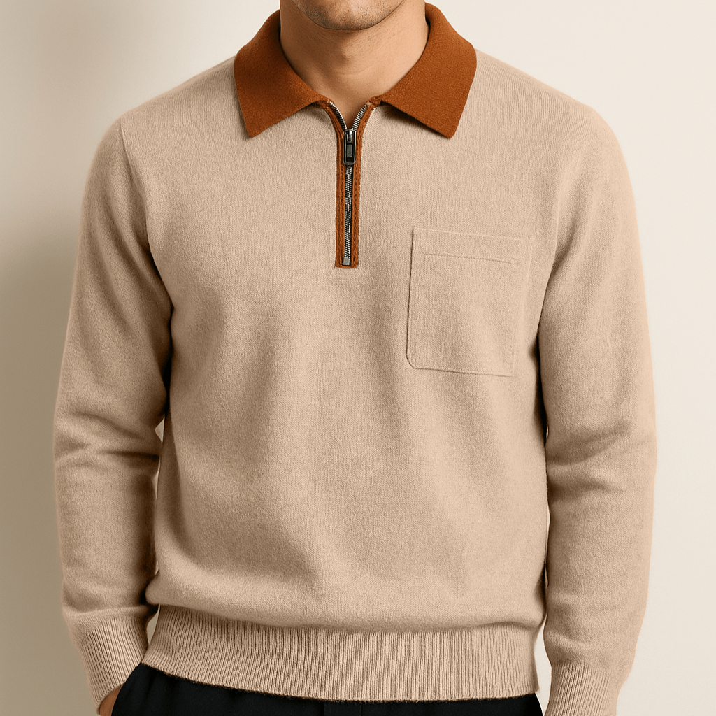 100% CASHMERE POLO ZIP UP - Caprice Lifestyle