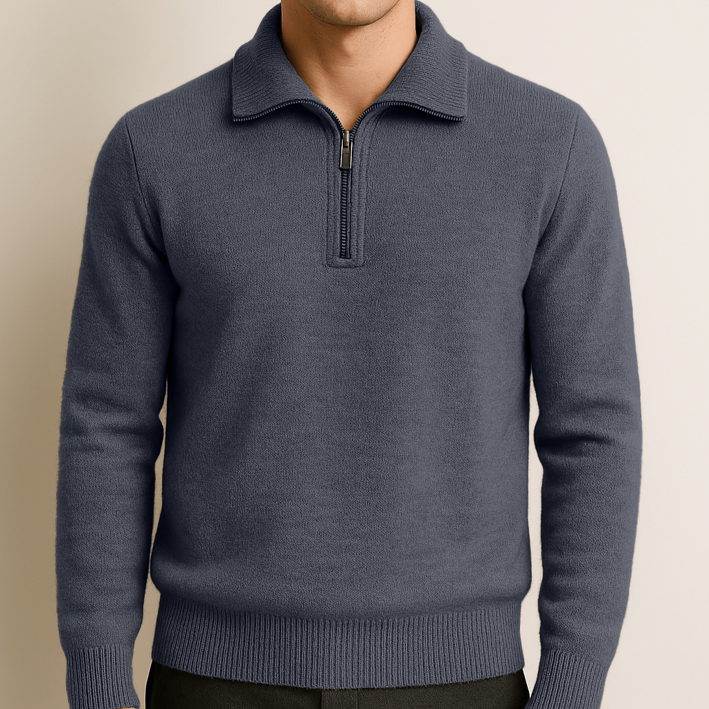100% CASHMERE QUATER ZIP SWEATER - Caprice Lifestyle
