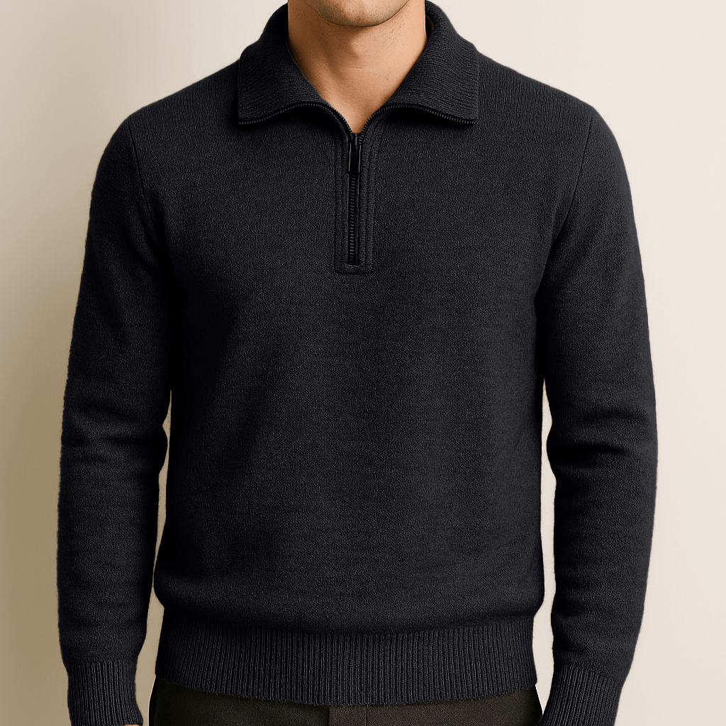 100% CASHMERE QUATER ZIP SWEATER - Caprice Lifestyle