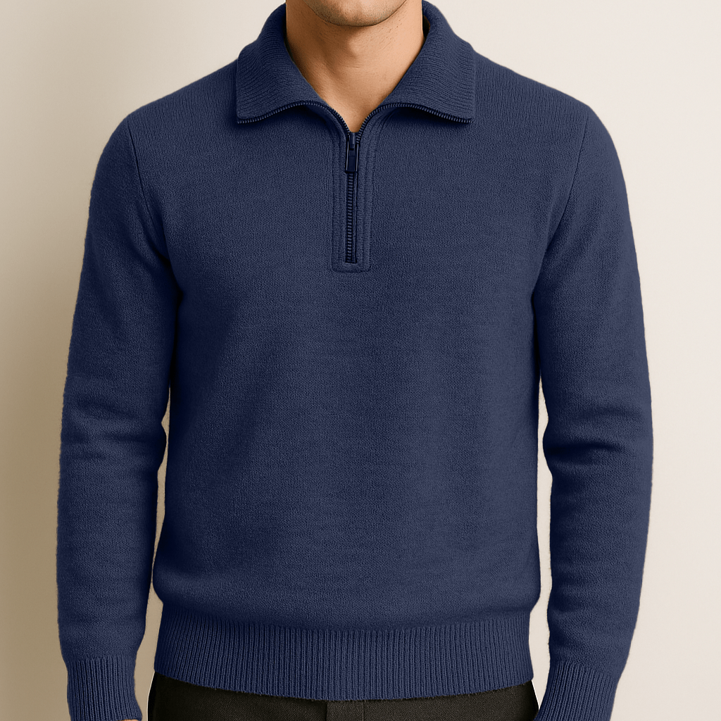 100% CASHMERE QUATER ZIP SWEATER - Caprice Lifestyle