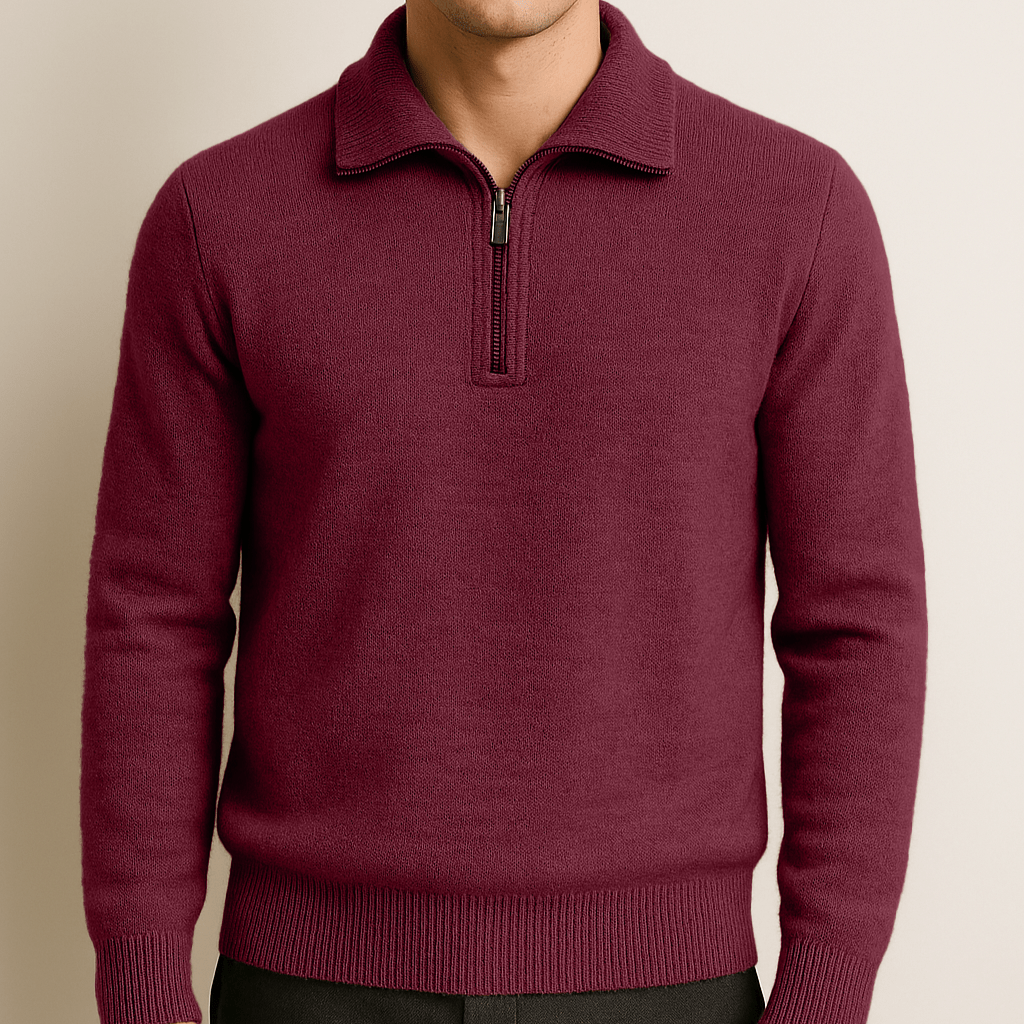 100% CASHMERE QUATER ZIP SWEATER - Caprice Lifestyle