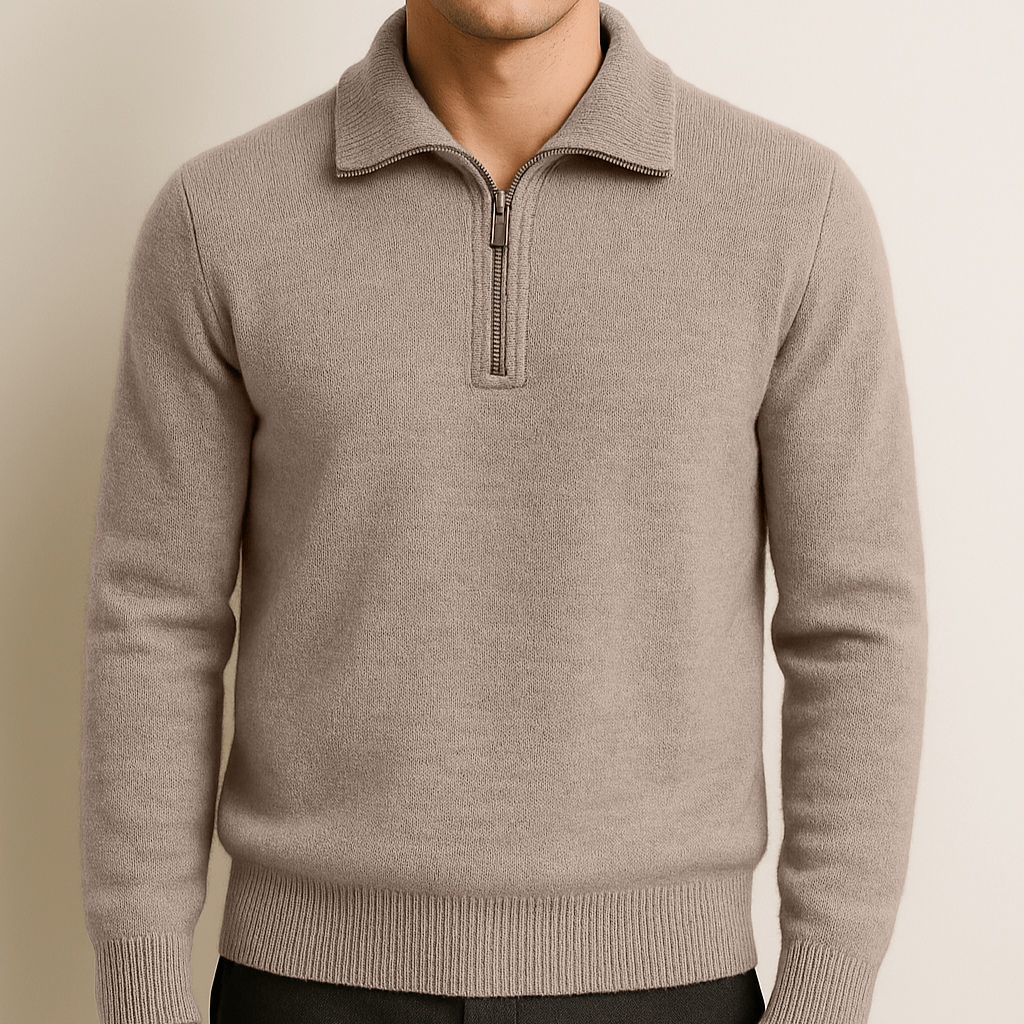 100% CASHMERE QUATER ZIP SWEATER - Caprice Lifestyle