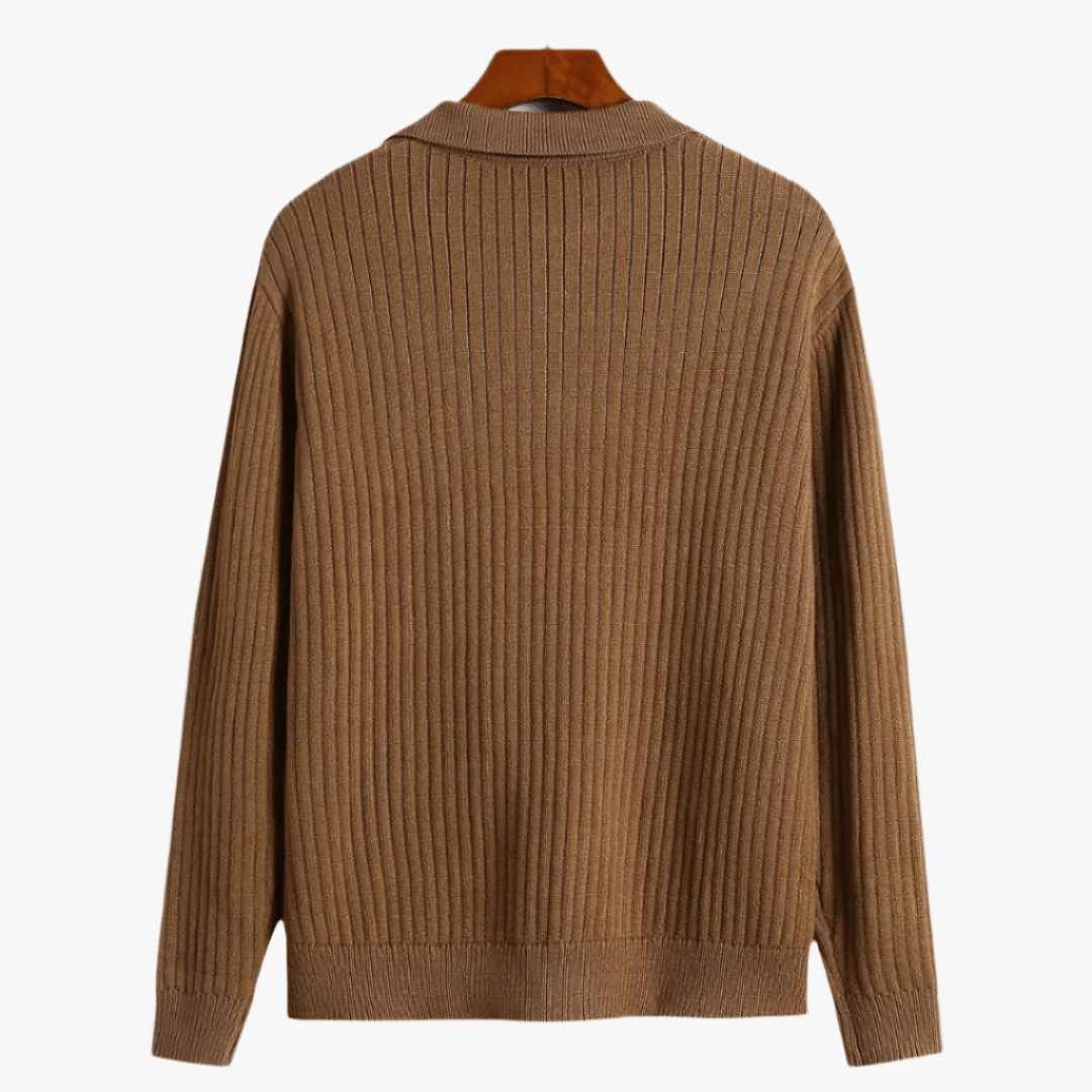 V - NECK POLO SWEATER RIBBED - Caprice Lifestyle