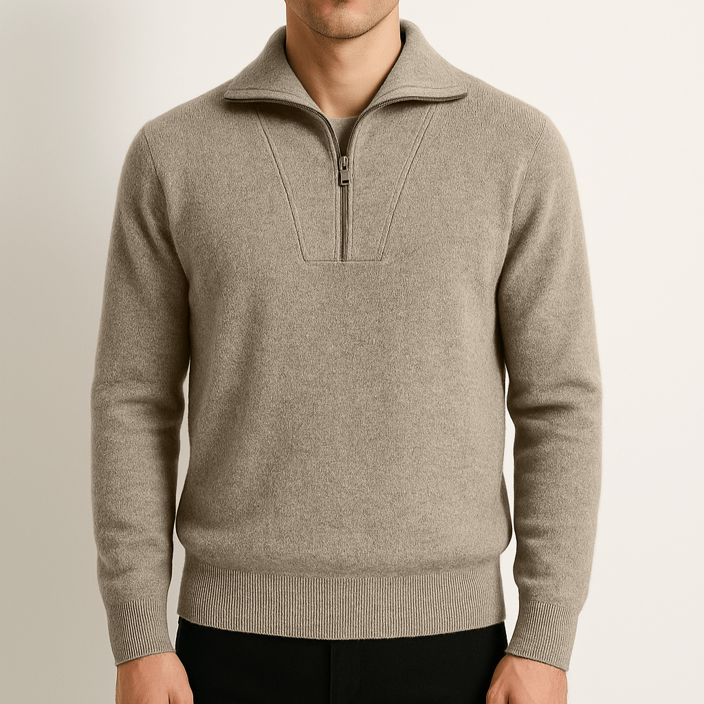 100% CASHMERE HALF ZIP SWEATER - Caprice Lifestyle