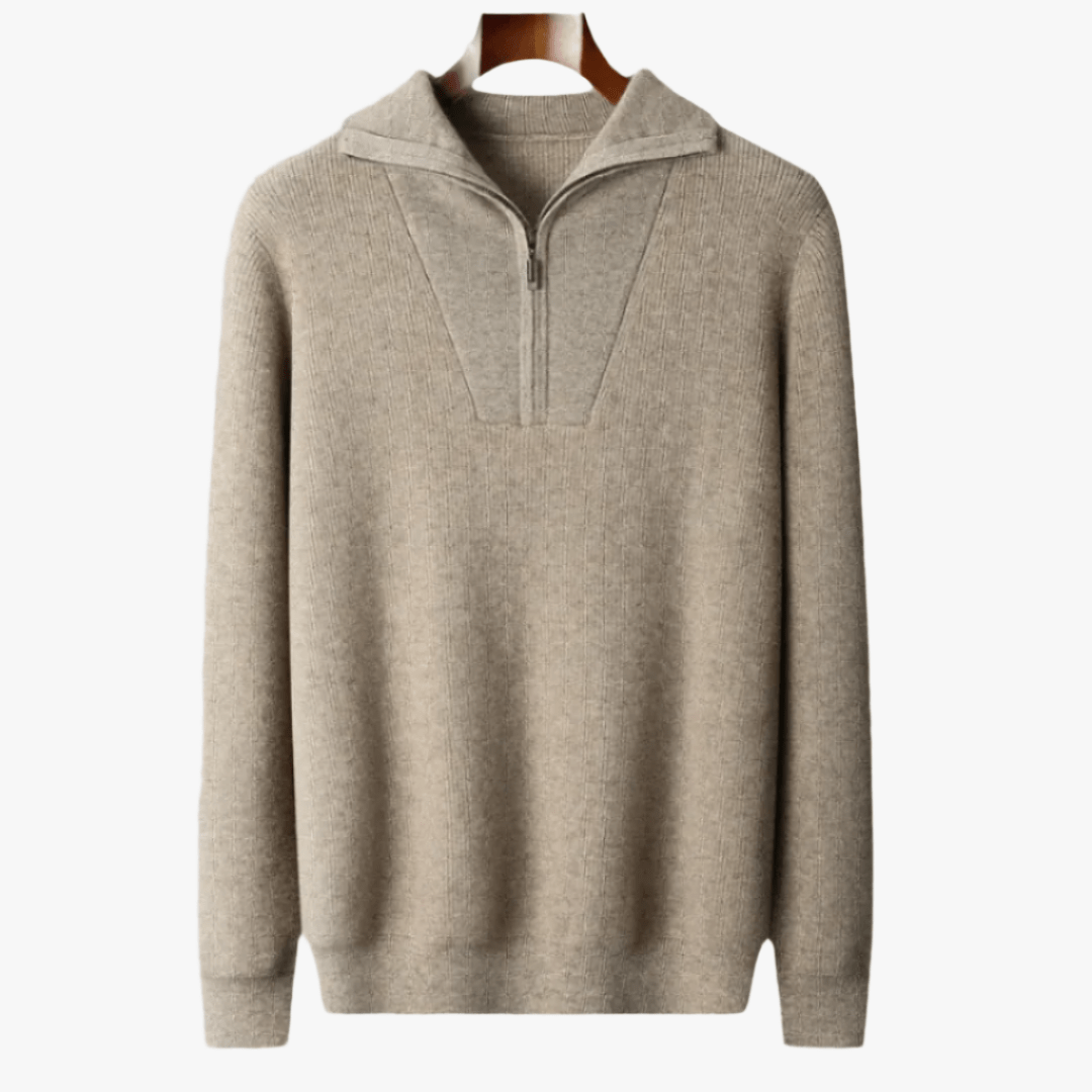 100% CASHMERE HALF ZIP SWEATER - Caprice Lifestyle