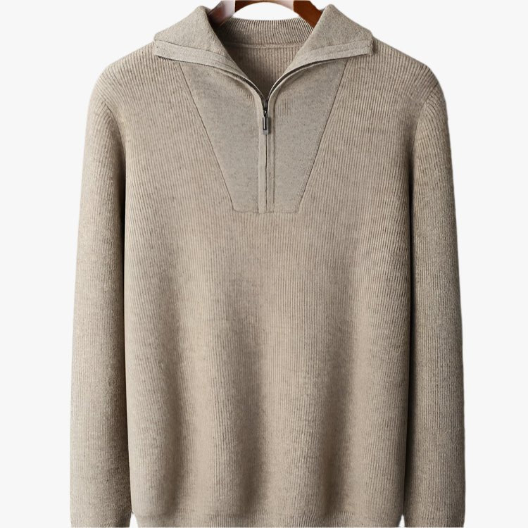100% CASHMERE HALF ZIP SWEATER - Caprice Lifestyle