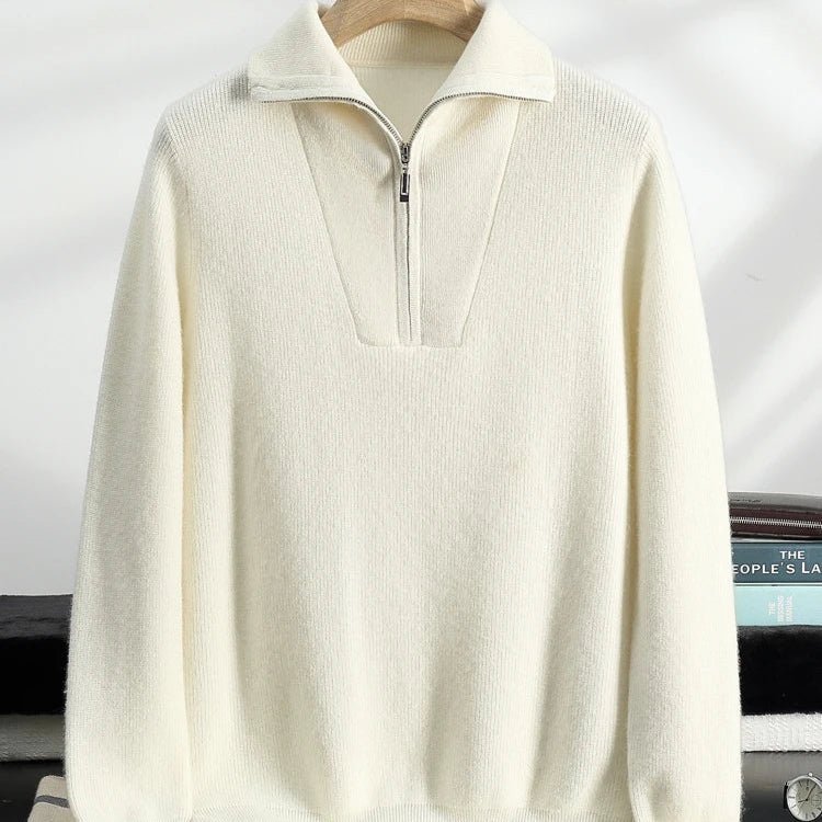 100% CASHMERE HALF ZIP SWEATER - Caprice Lifestyle