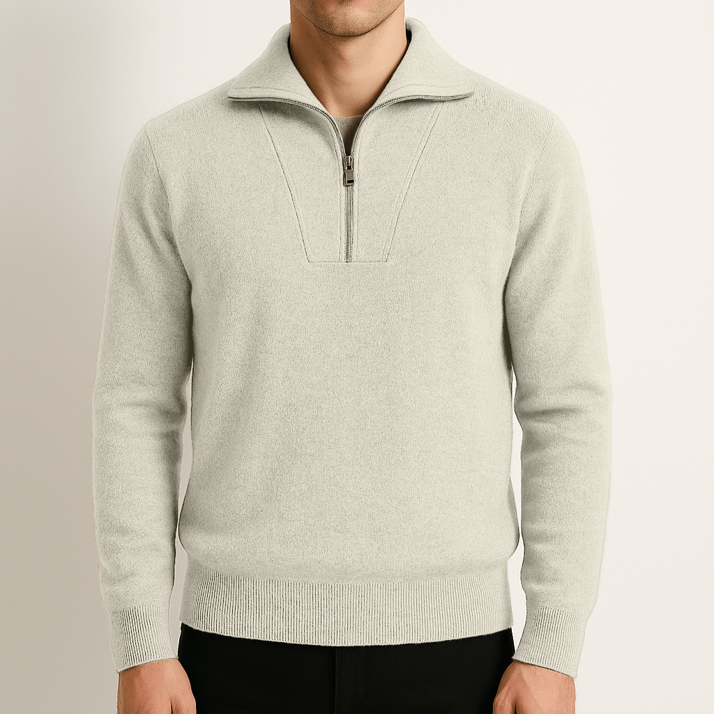100% CASHMERE HALF ZIP SWEATER - Caprice Lifestyle