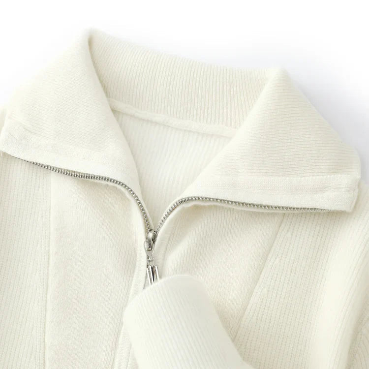 100% CASHMERE HALF ZIP SWEATER - Caprice Lifestyle
