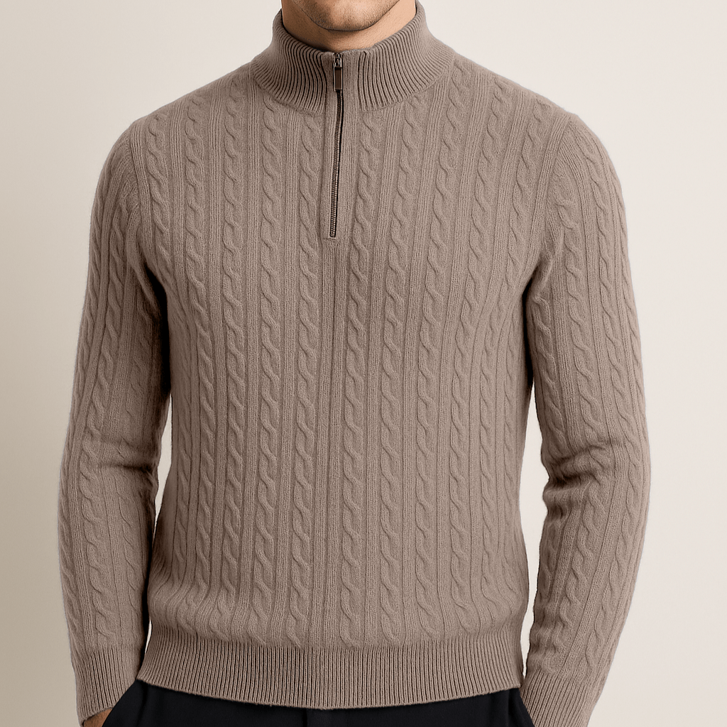 100% CASHMERE WOVEN HALF ZIP - Caprice Lifestyle