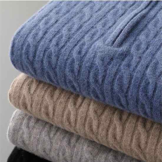 100% CASHMERE WOVEN HALF ZIP - Caprice Lifestyle