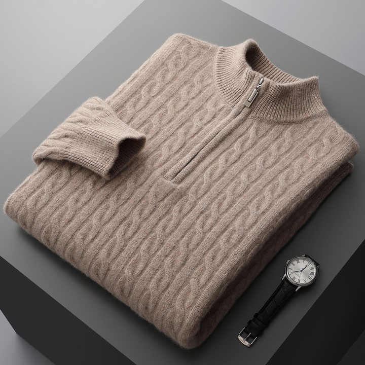 100% CASHMERE WOVEN HALF ZIP - Caprice Lifestyle