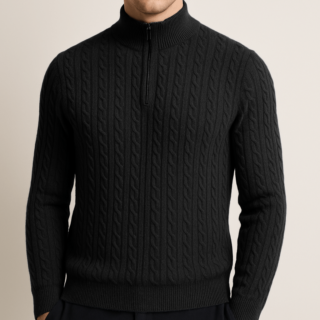 100% CASHMERE WOVEN HALF ZIP - Caprice Lifestyle