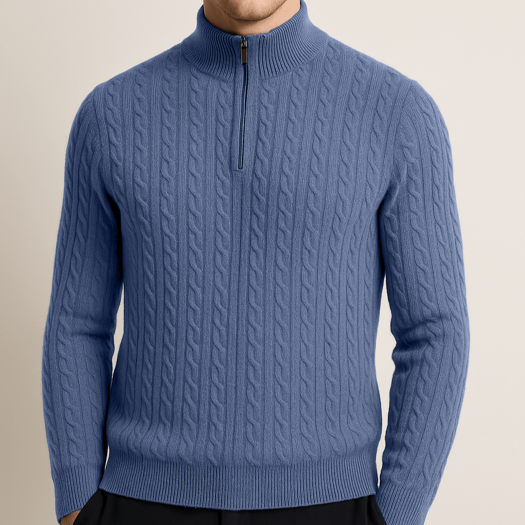 100% CASHMERE WOVEN HALF ZIP - Caprice Lifestyle