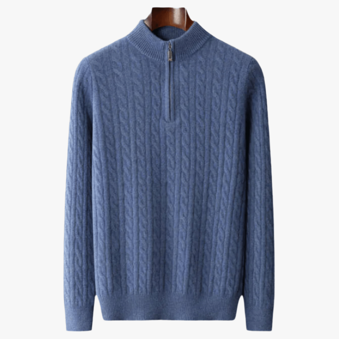 100% CASHMERE WOVEN HALF ZIP - Caprice Lifestyle
