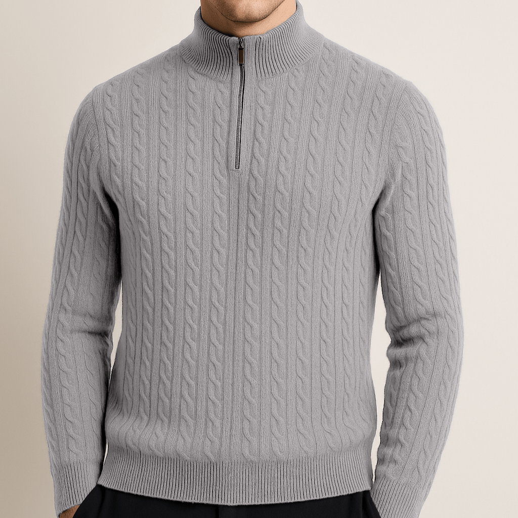 100% CASHMERE WOVEN HALF ZIP - Caprice Lifestyle